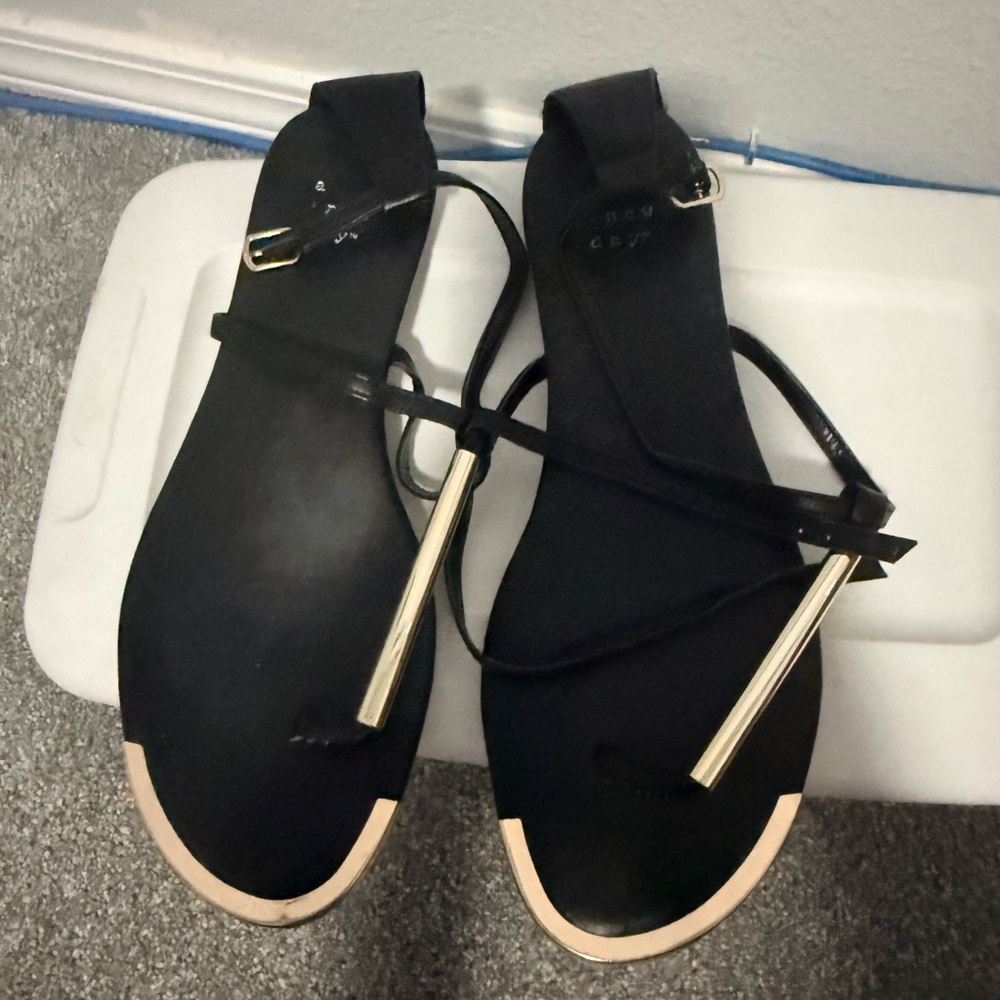 a new day Black Sandals with Gold Details